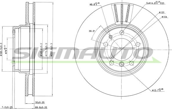 SIGMAUTO DBA832V - Гальмівний диск avtolavka.club