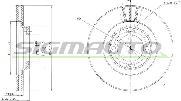 SIGMAUTO DBA394V - Гальмівний диск avtolavka.club