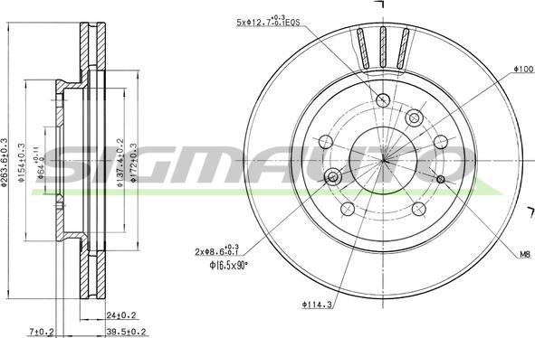 SIGMAUTO DBA395V - Гальмівний диск avtolavka.club