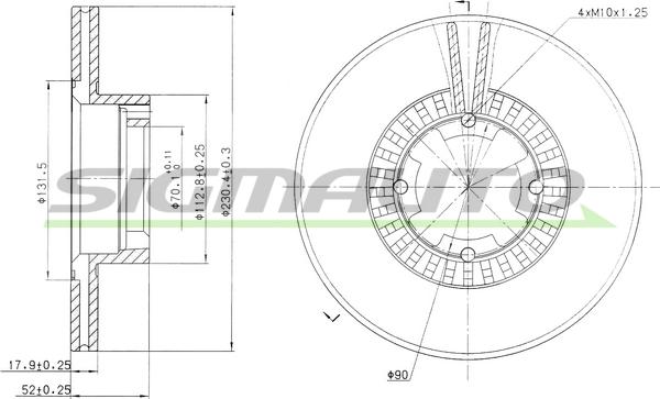 SIGMAUTO DBA341V - Гальмівний диск avtolavka.club