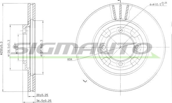 SIGMAUTO DBA342V - Гальмівний диск avtolavka.club