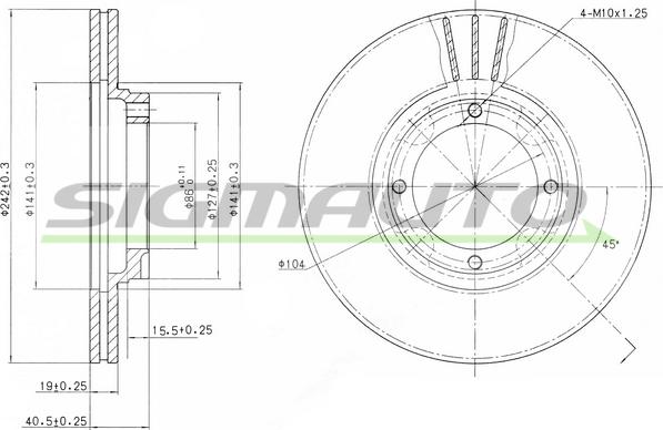 SIGMAUTO DBA389V - Гальмівний диск avtolavka.club