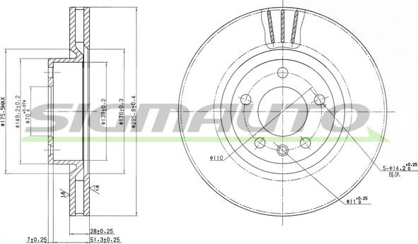 SIGMAUTO DBA330V - Гальмівний диск avtolavka.club