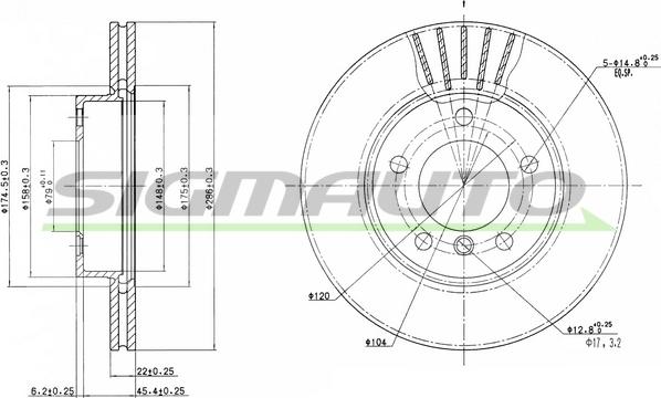 SIGMAUTO DBA258V - Гальмівний диск avtolavka.club