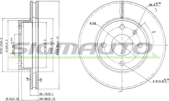 SIGMAUTO DBA209V - Гальмівний диск avtolavka.club