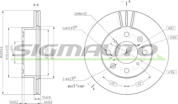 SIGMAUTO DBA289V - Гальмівний диск avtolavka.club