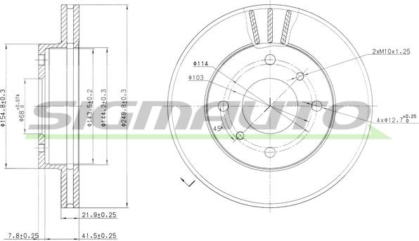 SIGMAUTO DBA234V - Гальмівний диск avtolavka.club