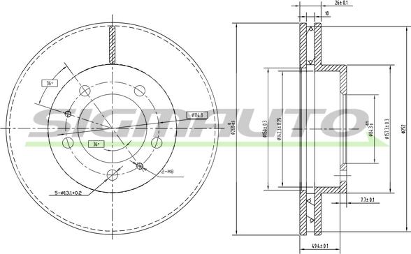 SIGMAUTO DBA772V - Гальмівний диск avtolavka.club