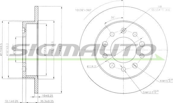 SIGMAUTO DBB955S - Гальмівний диск avtolavka.club