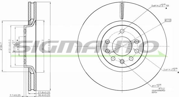 SIGMAUTO DBB904V - Гальмівний диск avtolavka.club