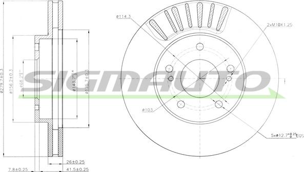 SIGMAUTO DBB494V - Гальмівний диск avtolavka.club