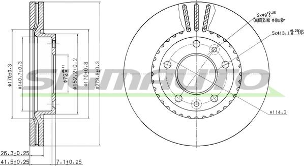 SIGMAUTO DBB460V - Гальмівний диск avtolavka.club