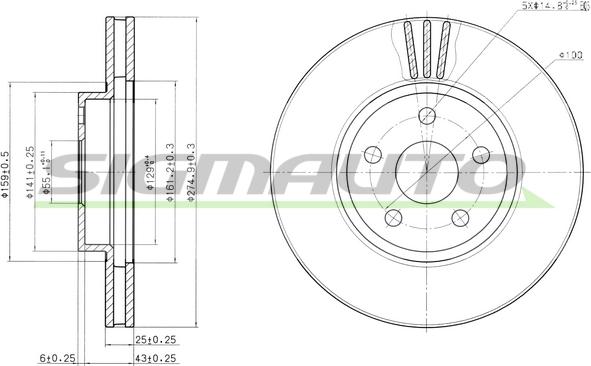 SIGMAUTO DBB484V - Гальмівний диск avtolavka.club