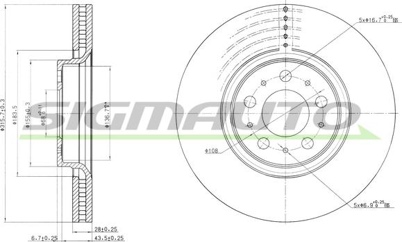 SIGMAUTO DBB426V - Гальмівний диск avtolavka.club