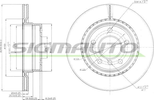 SIGMAUTO DBB549V - Гальмівний диск avtolavka.club