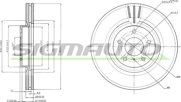 SIGMAUTO DBB505V - Гальмівний диск avtolavka.club