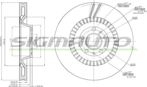 SIGMAUTO DBB572V - Гальмівний диск avtolavka.club