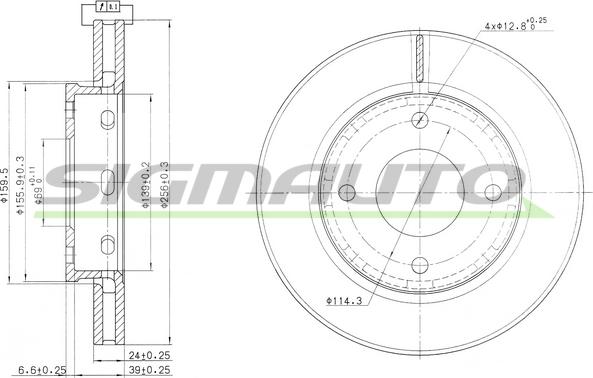 SIGMAUTO DBB621V - Гальмівний диск avtolavka.club