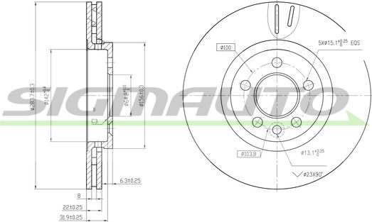 SIGMAUTO DBB080V - Гальмівний диск avtolavka.club