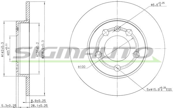 SIGMAUTO DBB155S - Гальмівний диск avtolavka.club