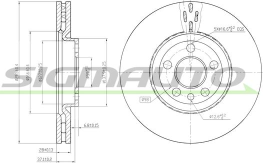 SIGMAUTO DBB165V - Гальмівний диск avtolavka.club