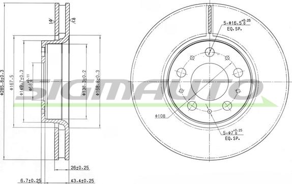 SIGMAUTO DBB163V - Гальмівний диск avtolavka.club