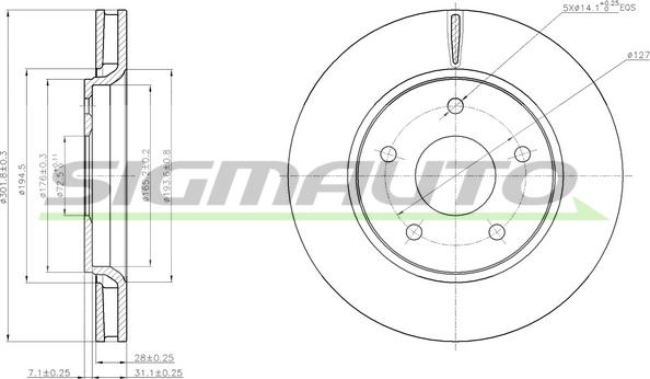 SIGMAUTO DBB807V - Гальмівний диск avtolavka.club