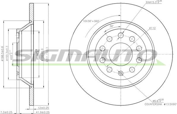 SIGMAUTO DBB307S - Гальмівний диск avtolavka.club