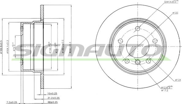 SIGMAUTO DBB284S - Гальмівний диск avtolavka.club