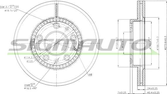 SIGMAUTO DBB278V - Гальмівний диск avtolavka.club