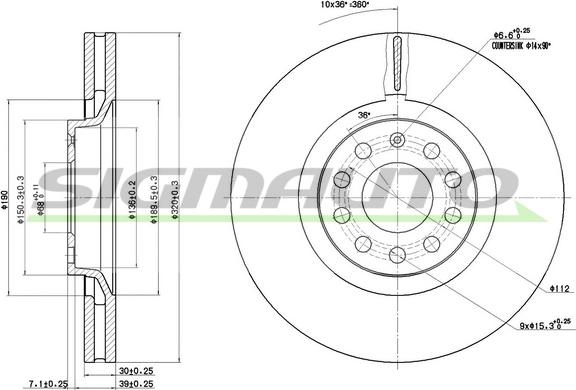 SIGMAUTO DBB705V - Гальмівний диск avtolavka.club