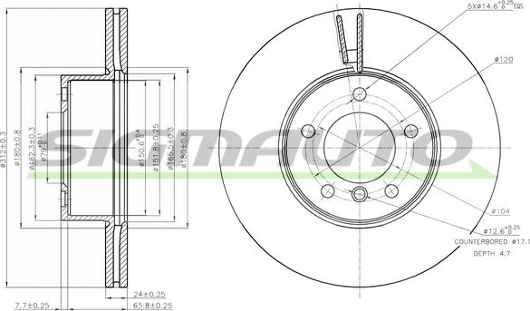 SIGMAUTO DBB717V - Гальмівний диск avtolavka.club