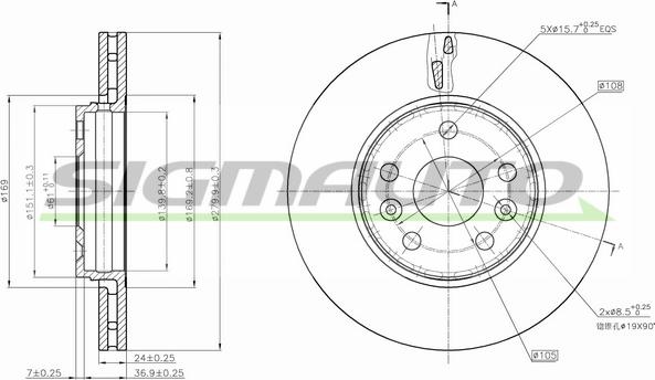 SIGMAUTO DBB733V - Гальмівний диск avtolavka.club