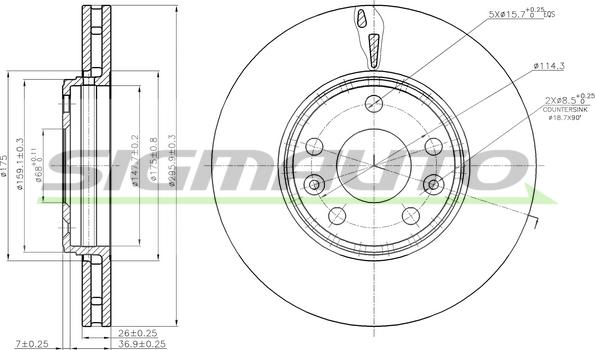 SIGMAUTO DBB726V - Гальмівний диск avtolavka.club