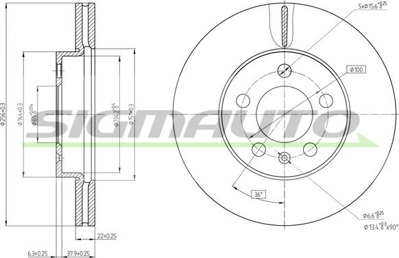 SIGMAUTO DBC663V - Гальмівний диск avtolavka.club