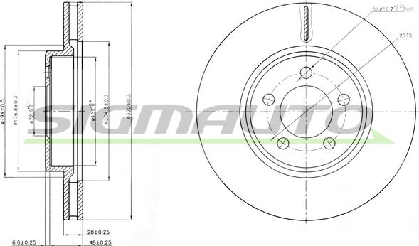 SIGMAUTO DBC065V - Гальмівний диск avtolavka.club