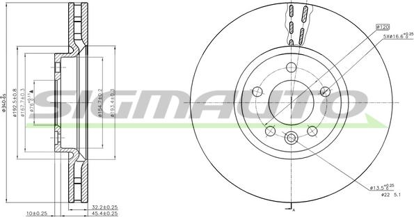 SIGMAUTO DBC182V - Гальмівний диск avtolavka.club