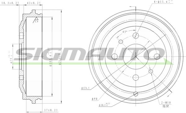 SIGMAUTO DR5044 - Гальмівний барабан avtolavka.club