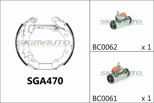 SIGMAUTO SGA470 - Комплект гальм, барабанний механізм avtolavka.club