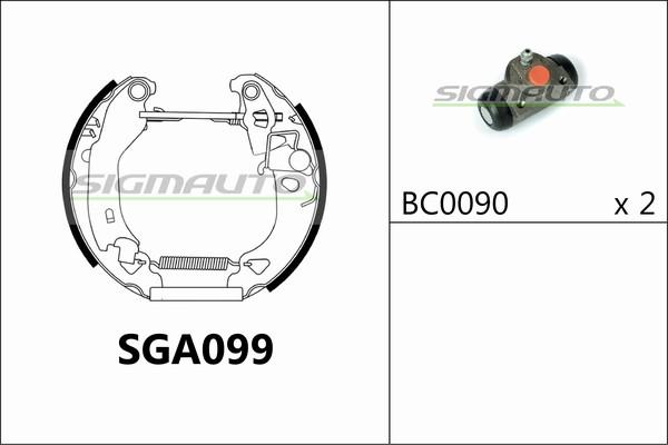 SIGMAUTO SGA099 - Комплект гальм, барабанний механізм avtolavka.club