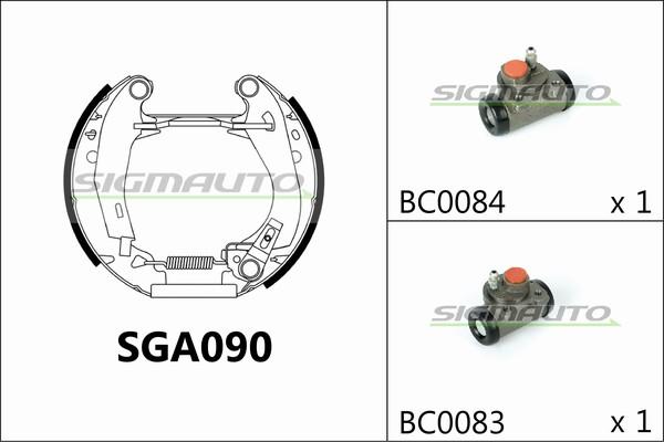 SIGMAUTO SGA090 - Комплект гальм, барабанний механізм avtolavka.club