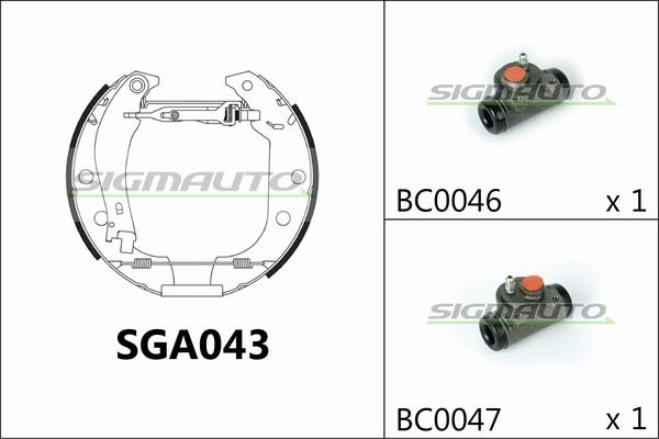 SIGMAUTO SGA043 - Комплект гальм, барабанний механізм avtolavka.club