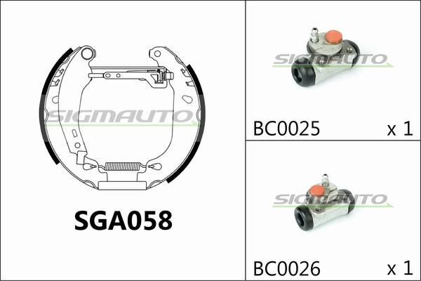 SIGMAUTO SGA058 - Комплект гальм, барабанний механізм avtolavka.club