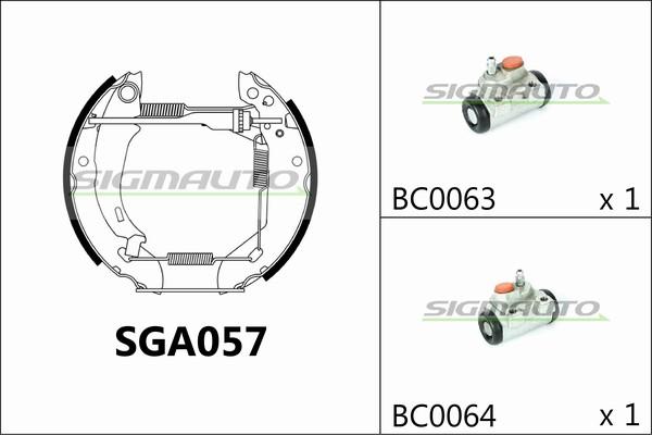 SIGMAUTO SGA057 - Комплект гальм, барабанний механізм avtolavka.club