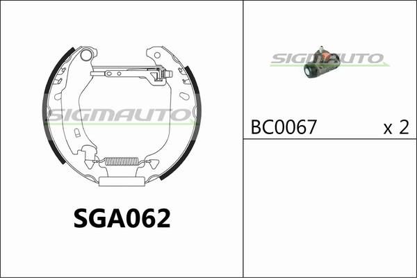 SIGMAUTO SGA062 - Комплект гальм, барабанний механізм avtolavka.club