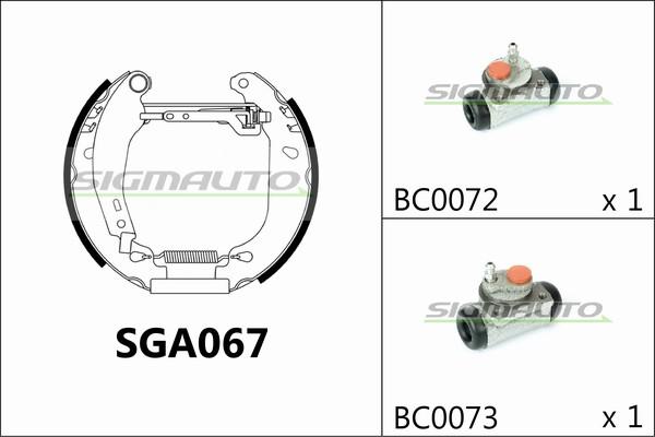 SIGMAUTO SGA067 - Комплект гальм, барабанний механізм avtolavka.club