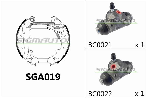 SIGMAUTO SGA019 - Комплект гальм, барабанний механізм avtolavka.club