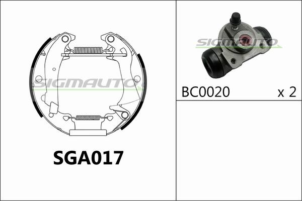 SIGMAUTO SGA017 - Комплект гальм, барабанний механізм avtolavka.club