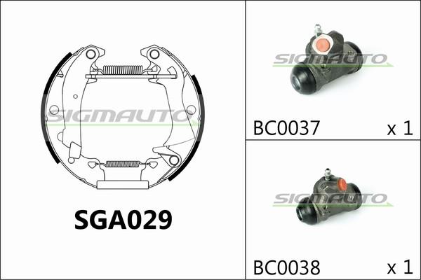 SIGMAUTO SGA029 - Комплект гальм, барабанний механізм avtolavka.club