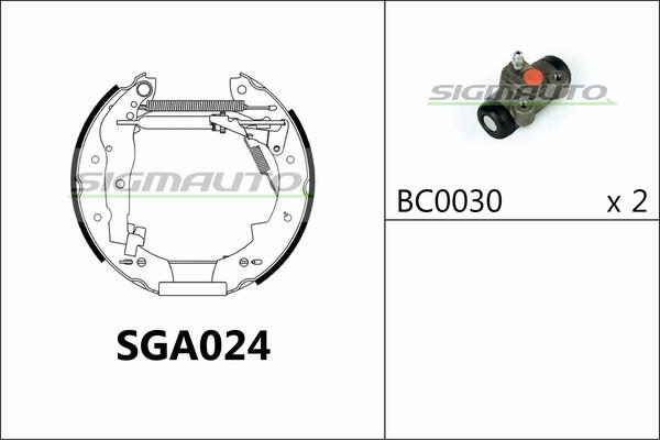 SIGMAUTO SGA024 - Комплект гальм, барабанний механізм avtolavka.club